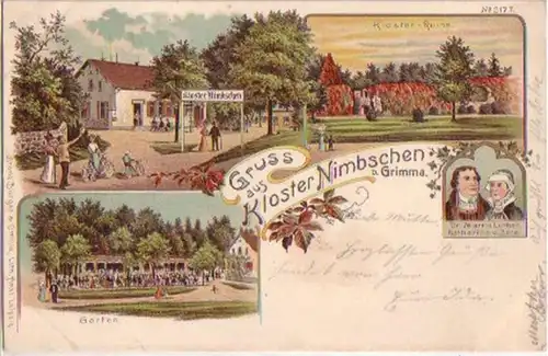 16546 Ak Lithographie Kloster Nimschen bei Grimma 1901