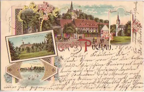 16533 Ak Lithographie Salutation de Puchau Hostel 1900