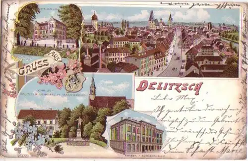 16530 Ak Lithographie Gruß aus Delitzsch 1902