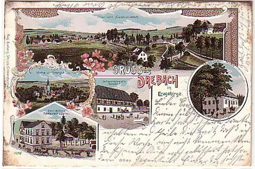16522 Litho Gruss aus Drehbach im Erzgebirge 1901
