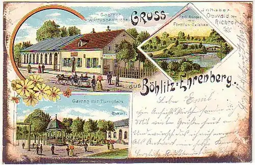 16509 Litho Gruss aus Böhlitz-Ehrenberg Gasthof 1901