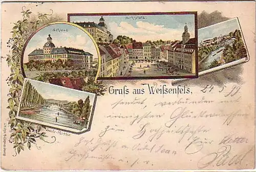 16500 Ak Lithographie Salutation en Weissenfels 1899