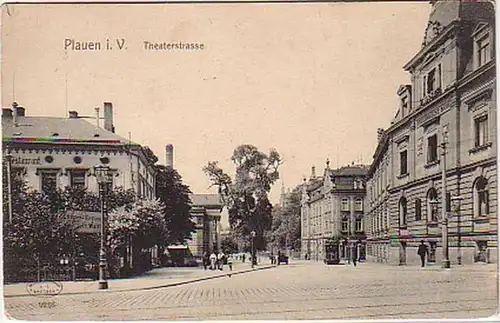 16483 Soldats Ak Plauen I.V. Theaterstrasse 1911