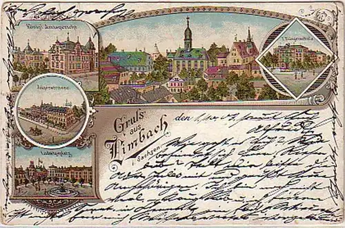 16438 Ak Lithographie Gruß aus Limbach in Sachsen 1903