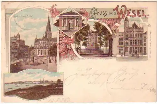 16439 Ak Lithographie Salutation de Wesel 1898