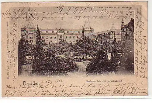 16430 Ak Dresden Sachsenplatz avec caserne de chasse 1903