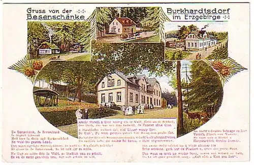 16378 Ak Gruß von der Besenschänke Burkhardtsdorf 1910