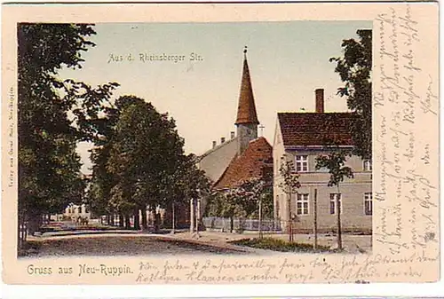 16363 Ak Salutation de Neu Ruppin Rheinsberger Strasse 1904