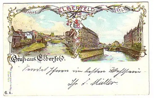 16316 Ak Lithographie Salutation de Elberfeld 1898