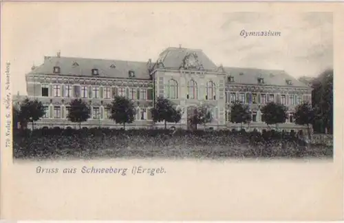 16277 Ak Gruß aus Schneeberg Erzgeb. Gymnasium um 1910