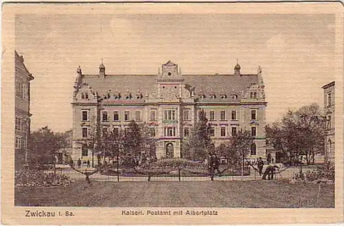 16246 Ak Zwickau impérial bureau de poste avec Albertplatz 1912