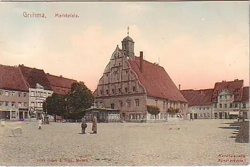 16221 AK Carte d'artiste Grimma, place du marché 1911