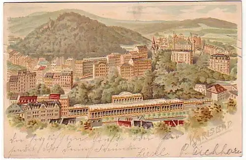 16190 Ak Lithographie Karlovy Vary Bohême 1908