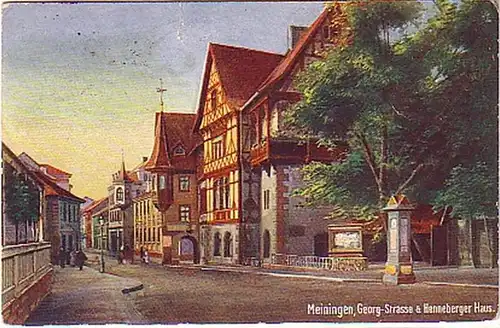 16184 Ak Meiningen Georg Straße & Henneberger Haus 1913