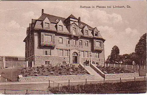 16179 Ak Rathaus in Pleissa bei Limbach in Sa. 1928