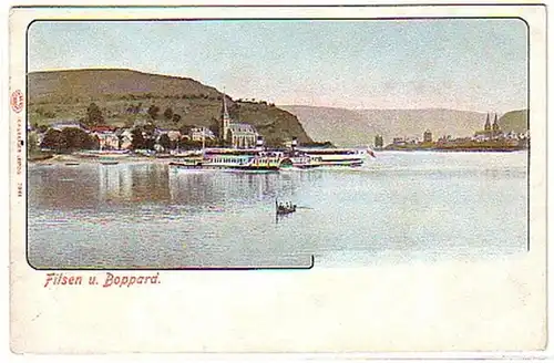 16180 Ak Filsen und Boppard mit Dampfer um 1900