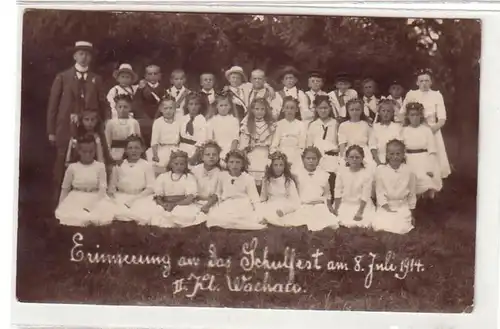 16166 Foto-Ak Schulfest 2. Klasse Wachau 8. Juli 1914