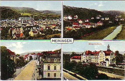 16158 Multi-image Ak Meiningen école civique etc. vers 1910