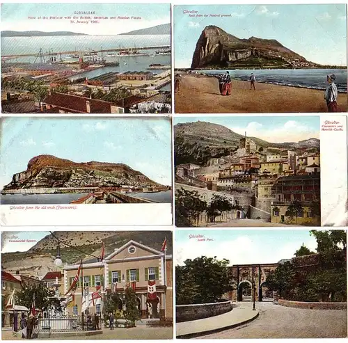 16137/6 Ak Gibraltar Hafen und Stadtansichten um 1910