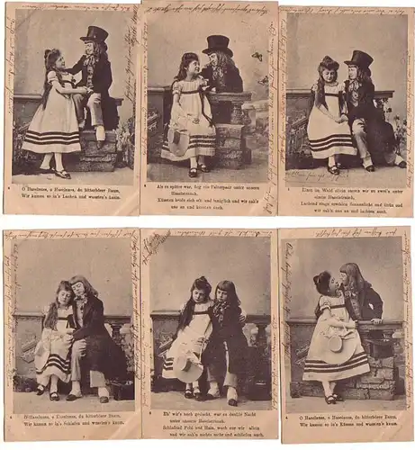16126/6 Humour Ak Enfants en couple d'amour autour de 1903