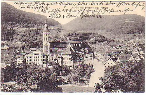 16125 Ak Urach partie avec château et église 1913
