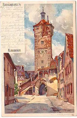 16123 Künstler Ak Rothenburg o.T. Klingenthor 1902