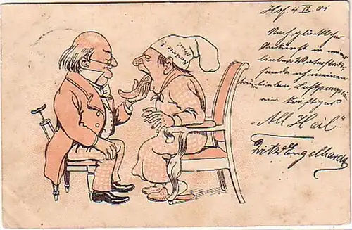 16074 Humor Ak Arzt und Patient 1901