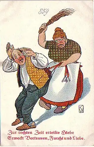 16073 Humor Ak Mann und Frau um 1920