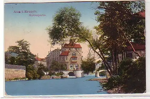 16058 Ak Aue im Erzgebirge Muldenpartie 1912