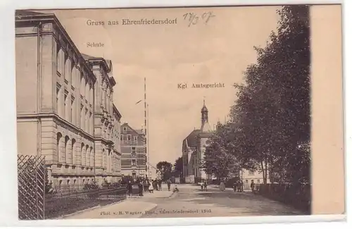 16017 Ak Gruß aus Ehrenfriedersdorf Schule, kgl. Amtsgericht 1907