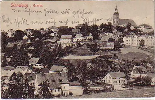 16005 Ak Schneeberg im Erzgebirge Totalansicht 1909