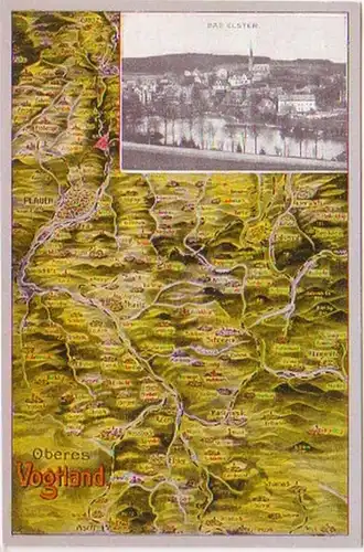 16000 Ak Bad Elster Carte du Vogtland supérieur vers 1920