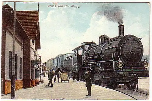 15995 Ak Gruss von der Reise mit Dampflokomotive 1907