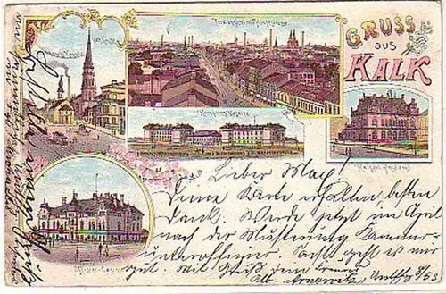 15972 Ak Lithographie Gruß aus Kalk Kaserne usw. 1901
