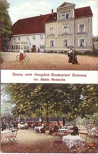 15960 AK Gruß vom Hospi.Restaurant Grimma 1909