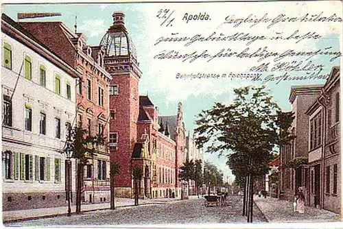 15952 Ak Apolda Bahnhofstraße avec Reichspost 1904