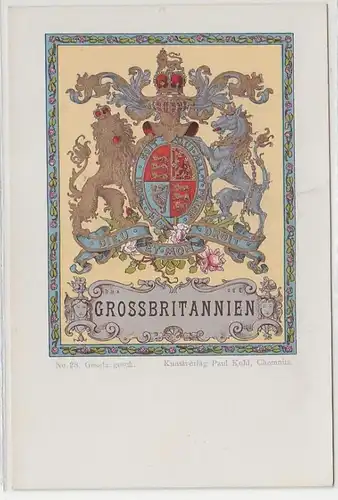 15945 Armoiries Ak Lithographie Royaume-Uni vers 1900