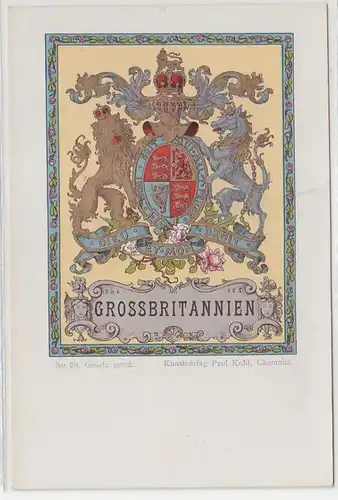 15945 Wappen Ak Lithographie Königreich Großbritannien um 1900