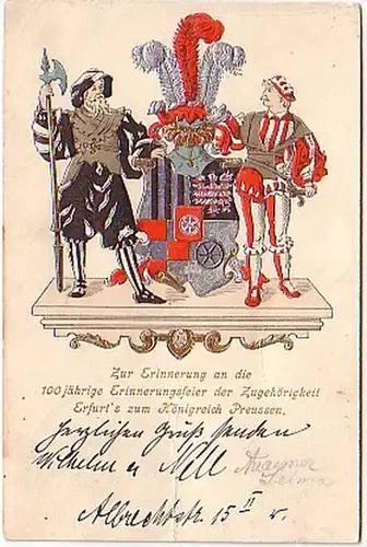 15906 Ak Erfurts Zugehörigkeit zu Preussen 1802-1902