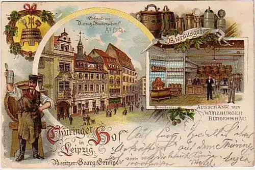 15892 Ak Lithographie Thüringer Hof Leipzig 1898