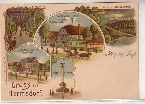 15888 Ak Lithographie Gruss aus Hermsdorf 1907