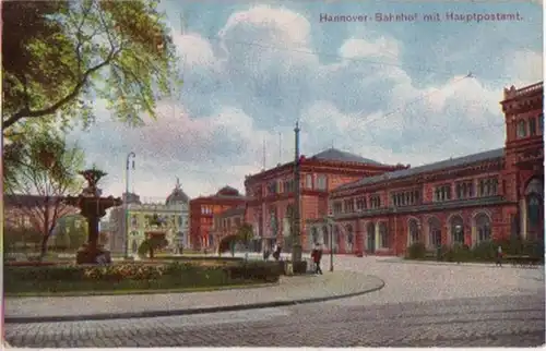 15878 Ak Hannover Gare ferroviaire avec bureau de poste principal 1914