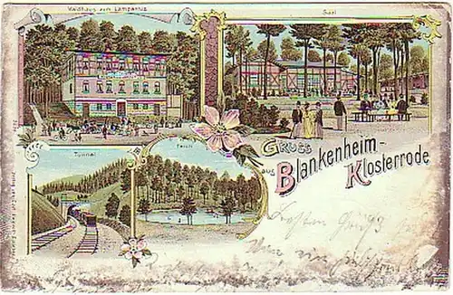 15860 Ak Lithographie Gruss aus Blankenheim Klosterrode