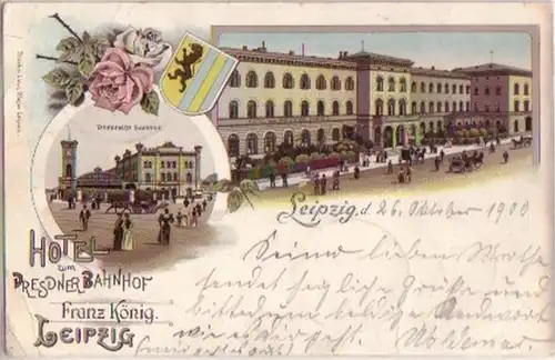 15852 Ak Lithographie Leipzig Dresdner Bahnhof 1900