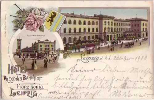 15852 Ak Lithographie Leipzig Dresdner Gare 1900
