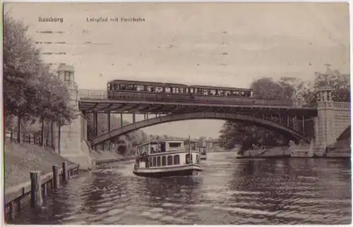 15848 Ak Hambourg Leinpfad avec le train de montagne 1917