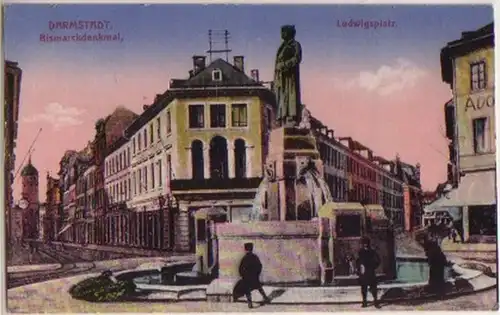 15830 Ak Darmstadt Bismarckdenkmal Ludwigsplatz um 1910