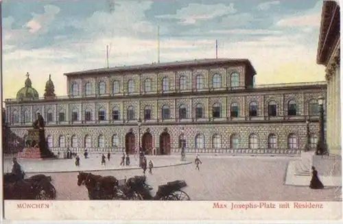 15813 Ak Munich Max Josephs Place avec résidence vers 1920