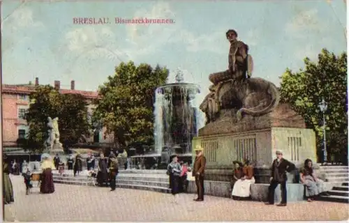 15800 Feldpost Ak Breslau Bismarckbrunnen 1915