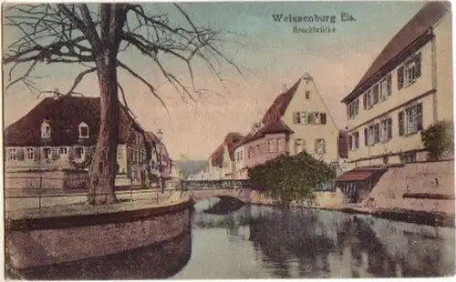 15796 Ak Weissenburg Els. Bruchbrücke um 1920